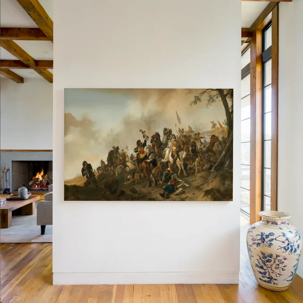 Slagtafereel van Philips Wouwerman, canvas schilderij uit de collectie philips wouwerman