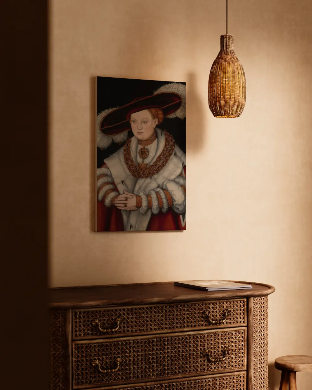 Portret van Magdalena van Saksen van Jan Brueghel de Oude, canvas schilderij uit de collectie oude meesters: portretten