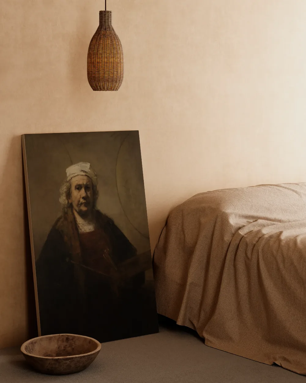 Zelfportret met twee cirkels van Rembrandt van Rijn, canvas schilderij uit de collectie rembrandt van rijn