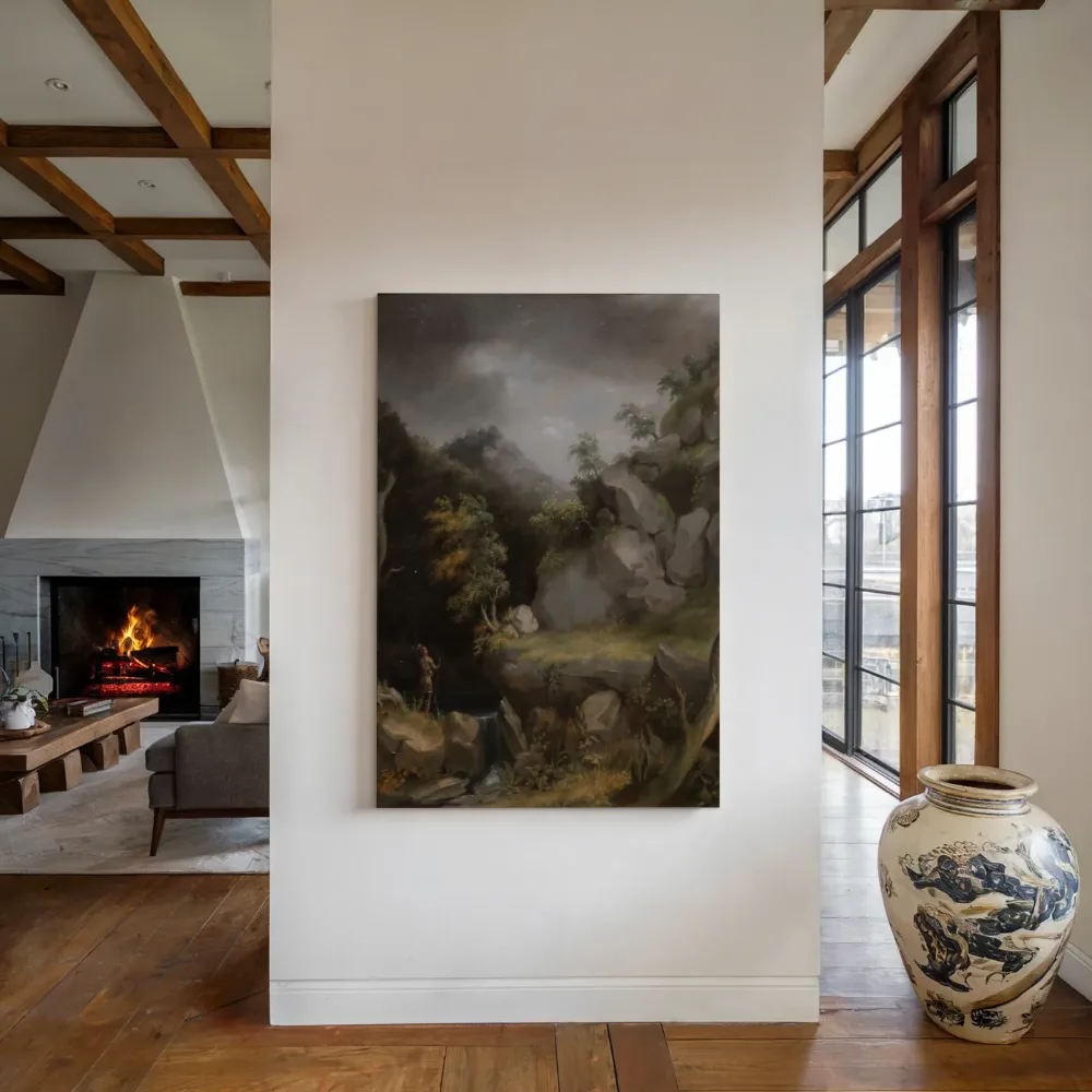Landschap met indiaan van Thomas Cole, canvas schilderij uit de collectie thomas cole
