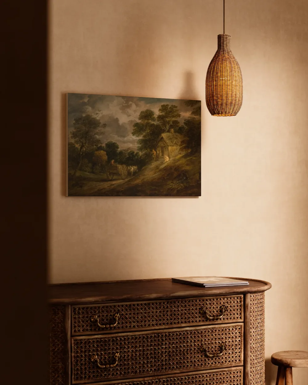Landschap met een huisje en een kar van Thomas Gainsborough, canvas schilderij uit de collectie thomas gainsborough