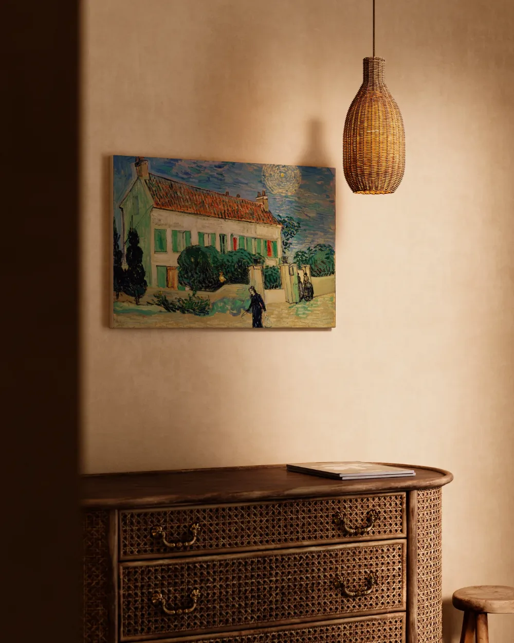 Wit huis in de nacht van Vincent van Gogh, canvas schilderij uit de collectie vincent van gogh