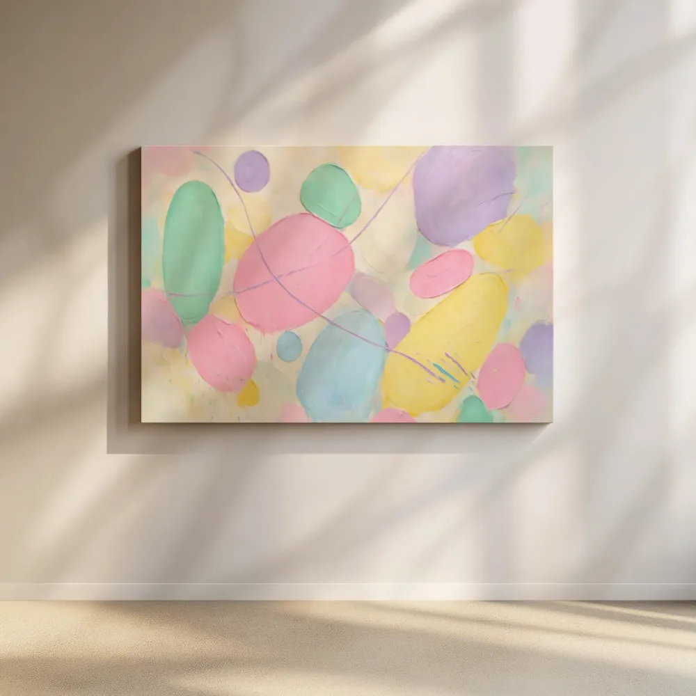 Organische Vorm Kwastslag in Snoepjes Pastel, canvas schilderij uit de collectie pastel