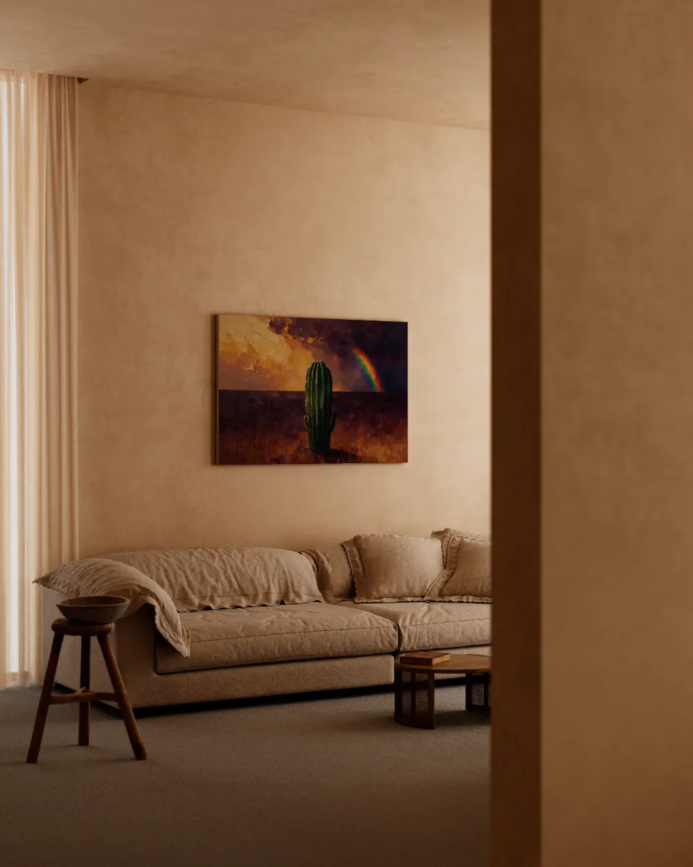 Cactus in groenroze, canvas schilderij uit de collectie planten