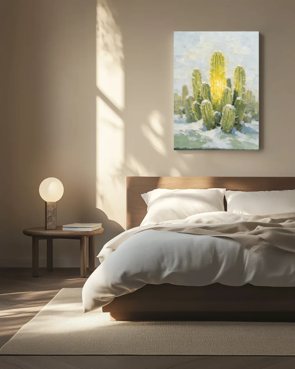 Cactus tegen de lucht in citroen, canvas schilderij uit de collectie planten