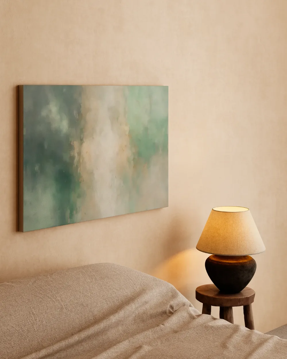 Lagen in donker zeegroen, canvas schilderij uit de collectie slaapkamer schilderijen