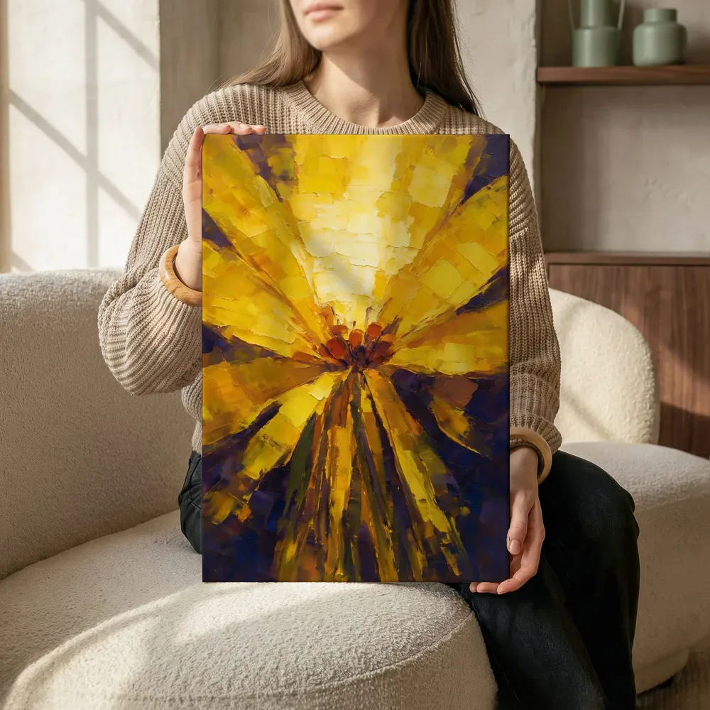 Snijbloem van dichtbij in zwavelviolet, canvas schilderij uit de collectie snijbloem