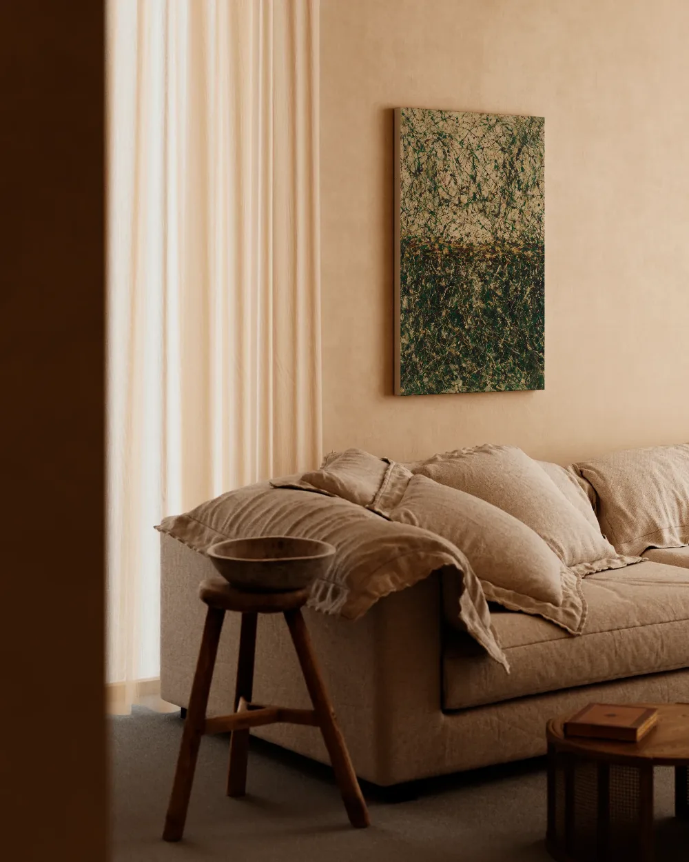 Horizon Spetter in smaragd en zwart, canvas schilderij uit de collectie spetter & zwaai