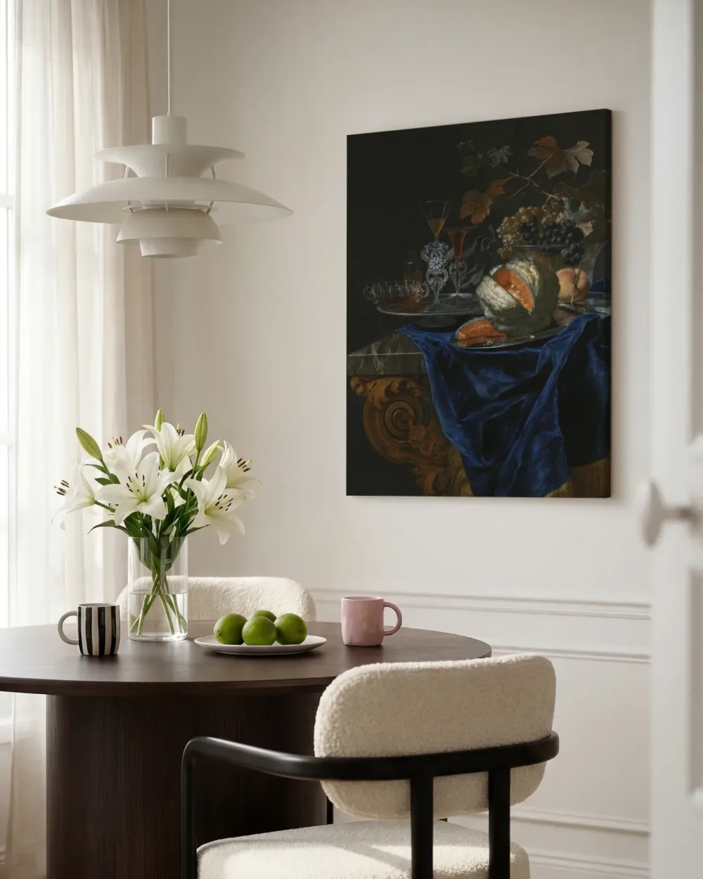 Stilleven met fruit en glaswerk van Christian Berentz, canvas schilderij uit de collectie stilleven