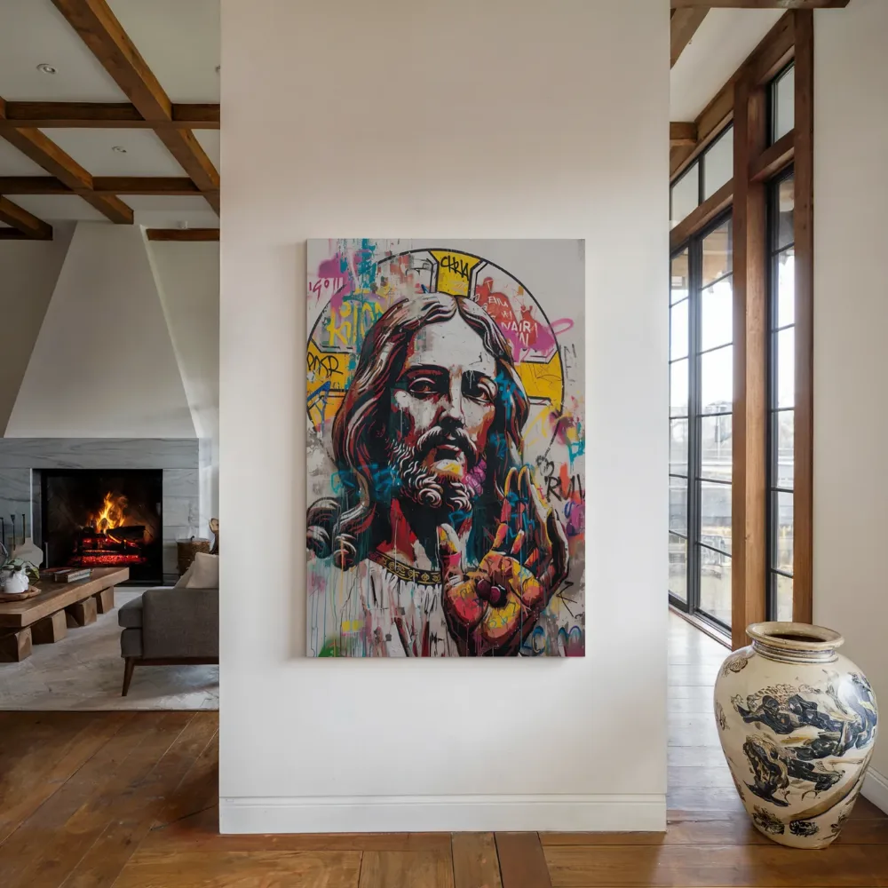 Icoon in streetart stijl, canvas schilderij uit de collectie street art