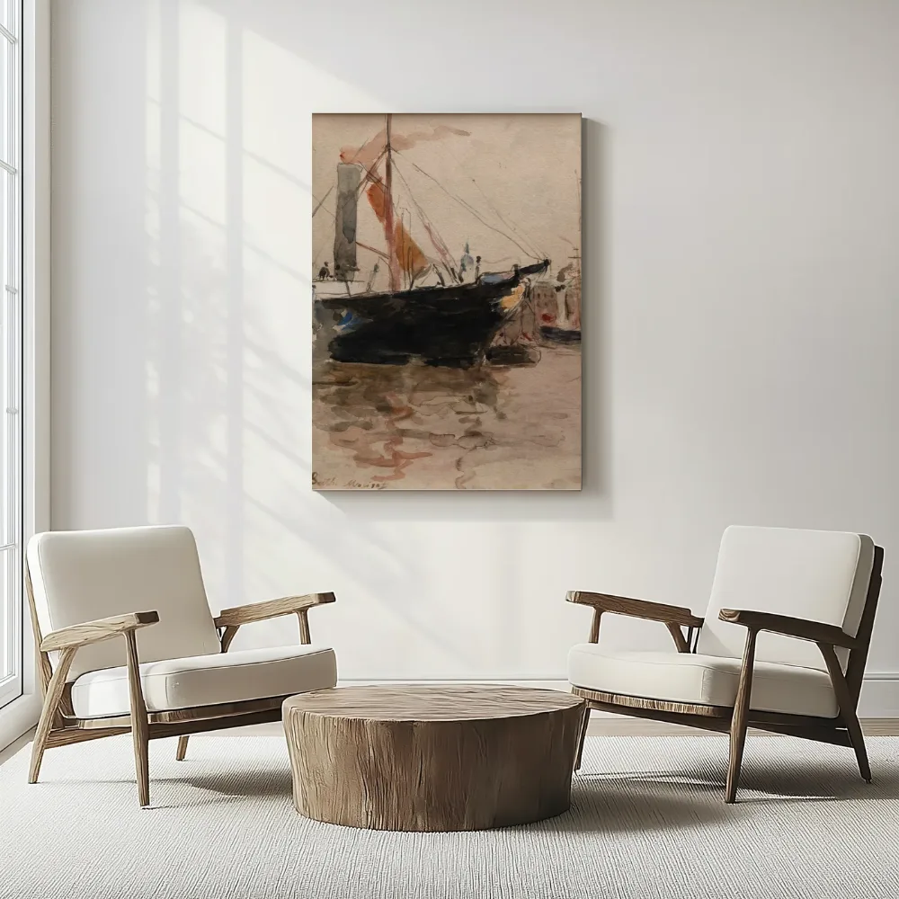 Havengezicht, Isle of Wight van Berthe Morisot, canvas schilderij uit de collectie transport