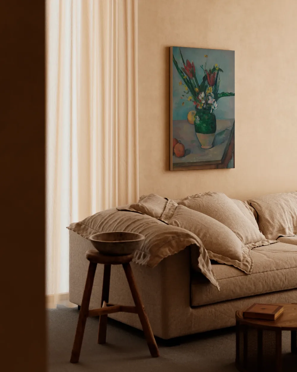 De vaas met tulpen van Paul Cezanne, canvas schilderij uit de collectie tulp