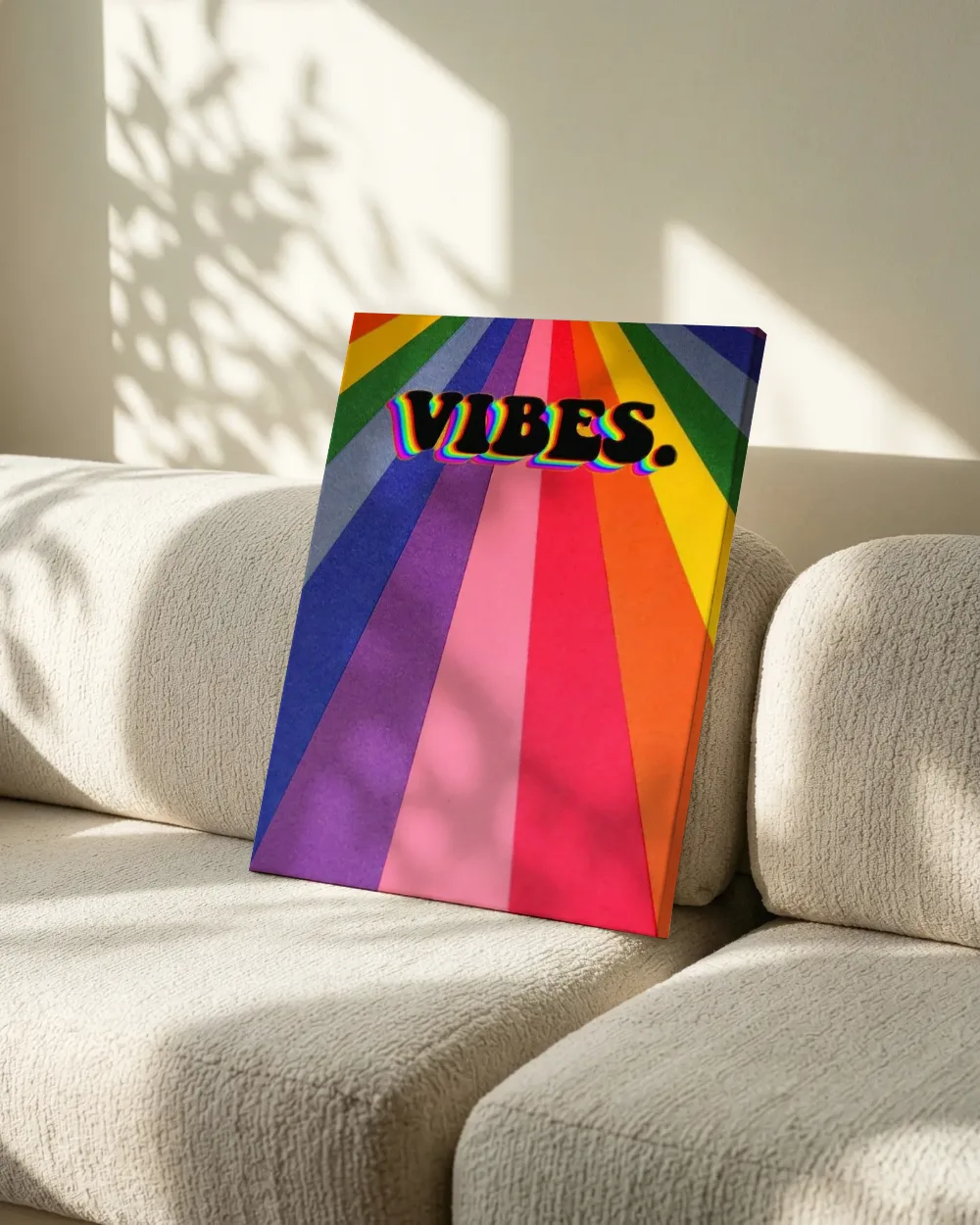 Vibes regenboog typografie, canvas schilderij uit de collectie typografie