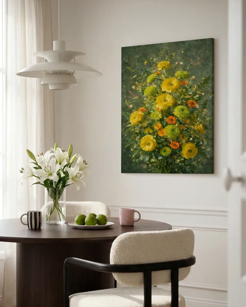 Twee libellen in citrustinten, canvas schilderij uit de collectie vrolijke momenten