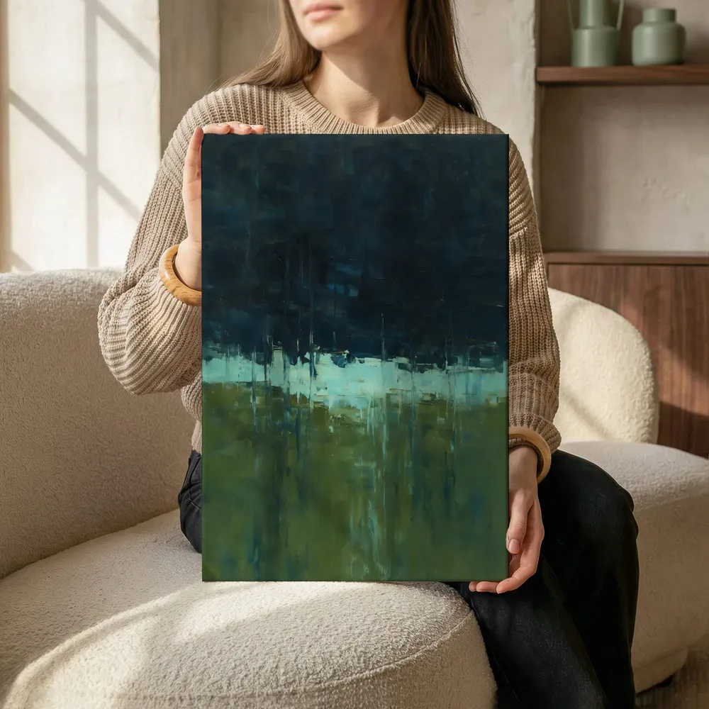 Paynegrijs en aquamarijn onder onweer, canvas schilderij uit de collectie weer