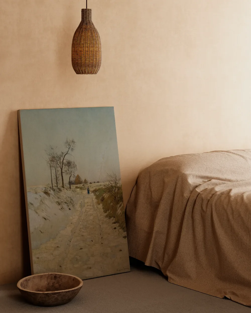 Holle weg in de winter van Eugen Jettel, canvas schilderij uit de collectie winter