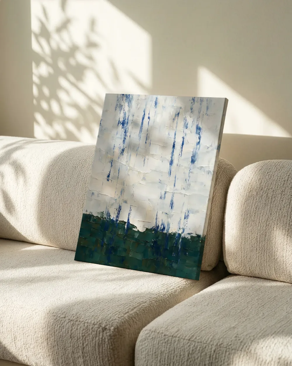 Cipresgroen en zilverwit boven laag water, canvas schilderij uit de collectie wit