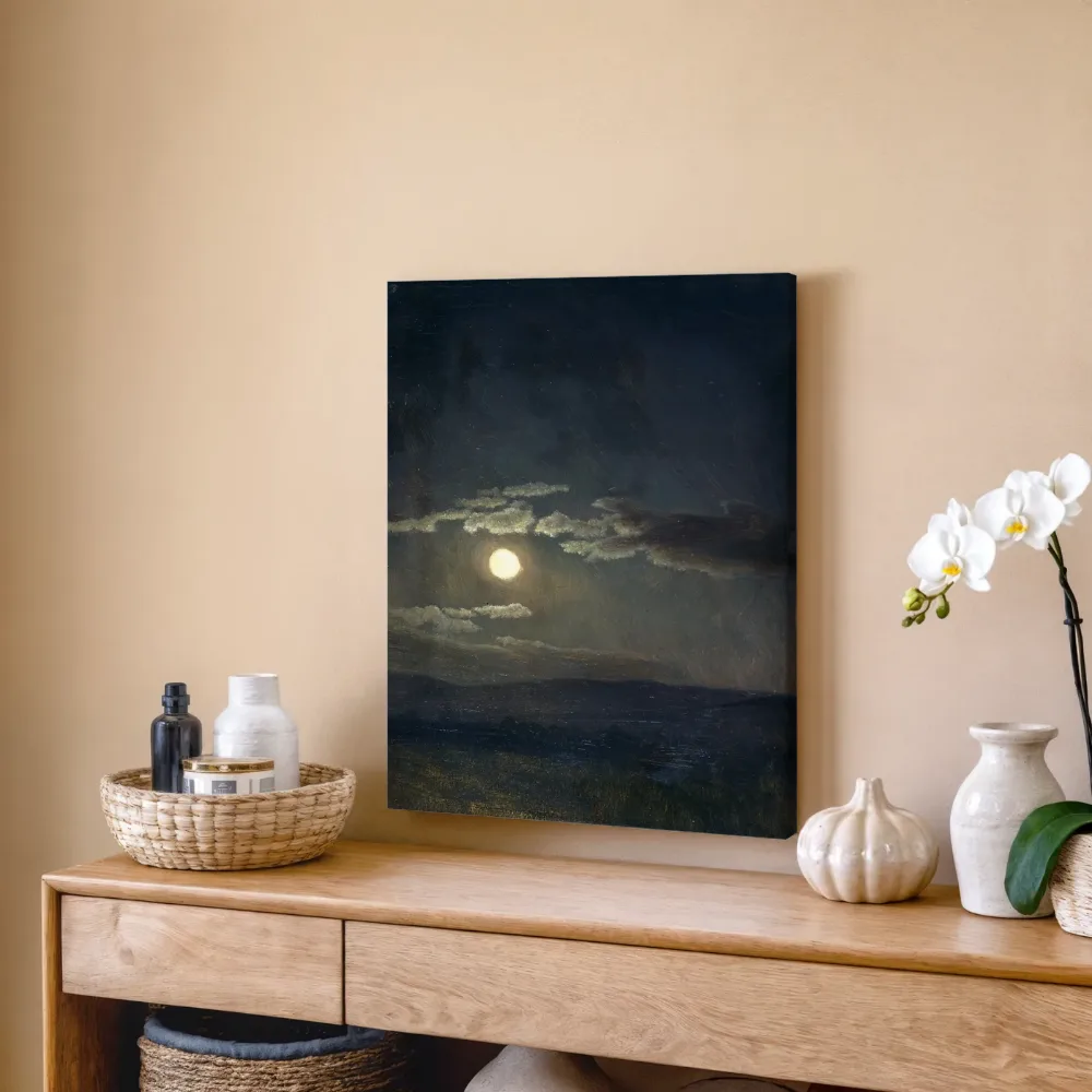 Wolkenstudie bij maanlicht van Albert Bierstadt, canvas schilderij uit de collectie wolken