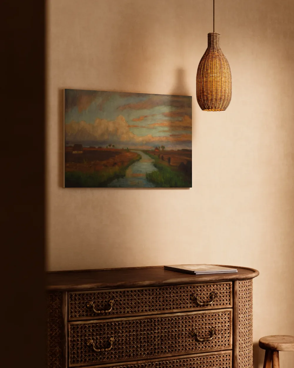 Zomeravond met wolken van Otto Modersohn, canvas schilderij uit de collectie wolken