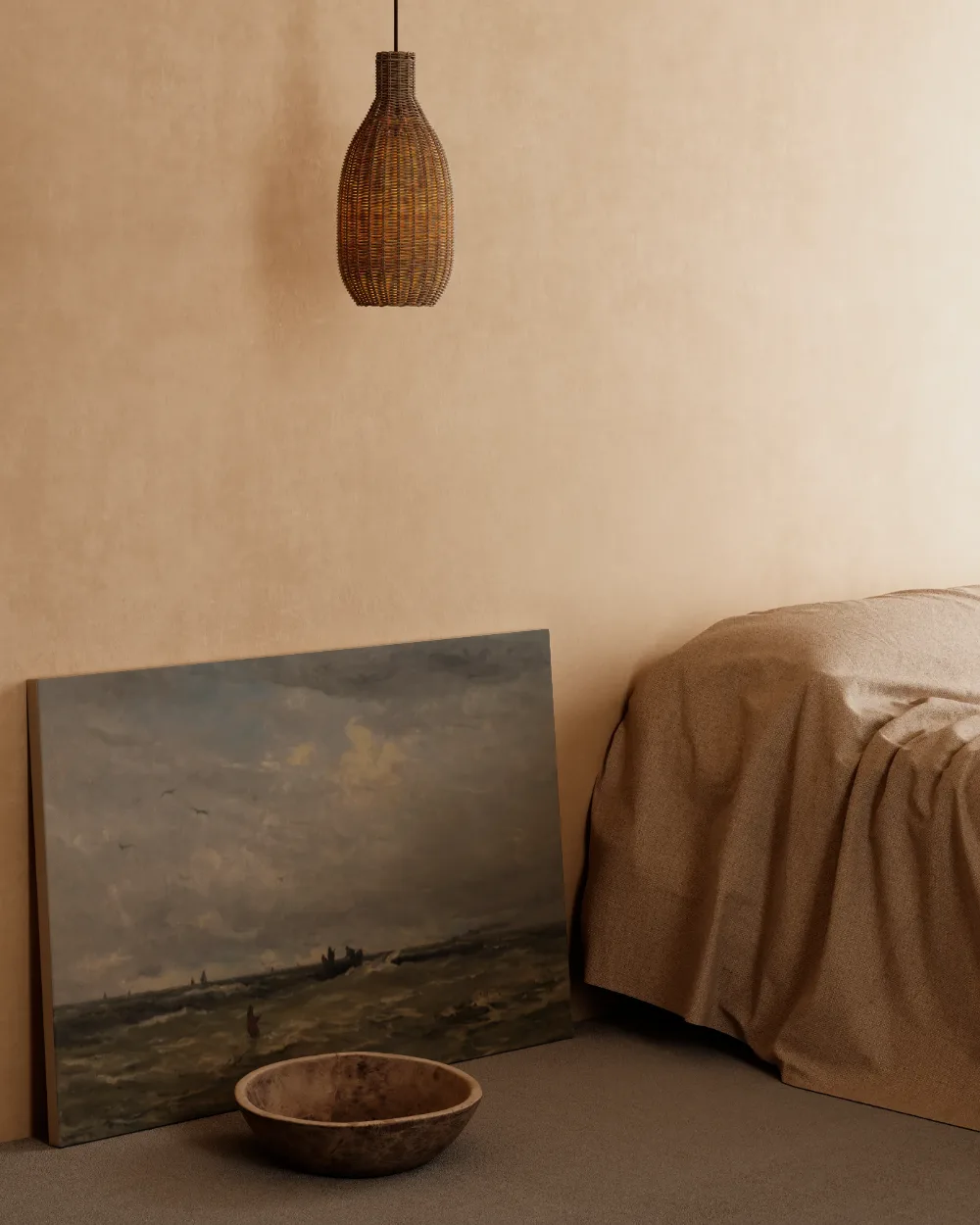 Het lichten van het anker van Hendrik Willem Mesdag, canvas schilderij uit de collectie wolken